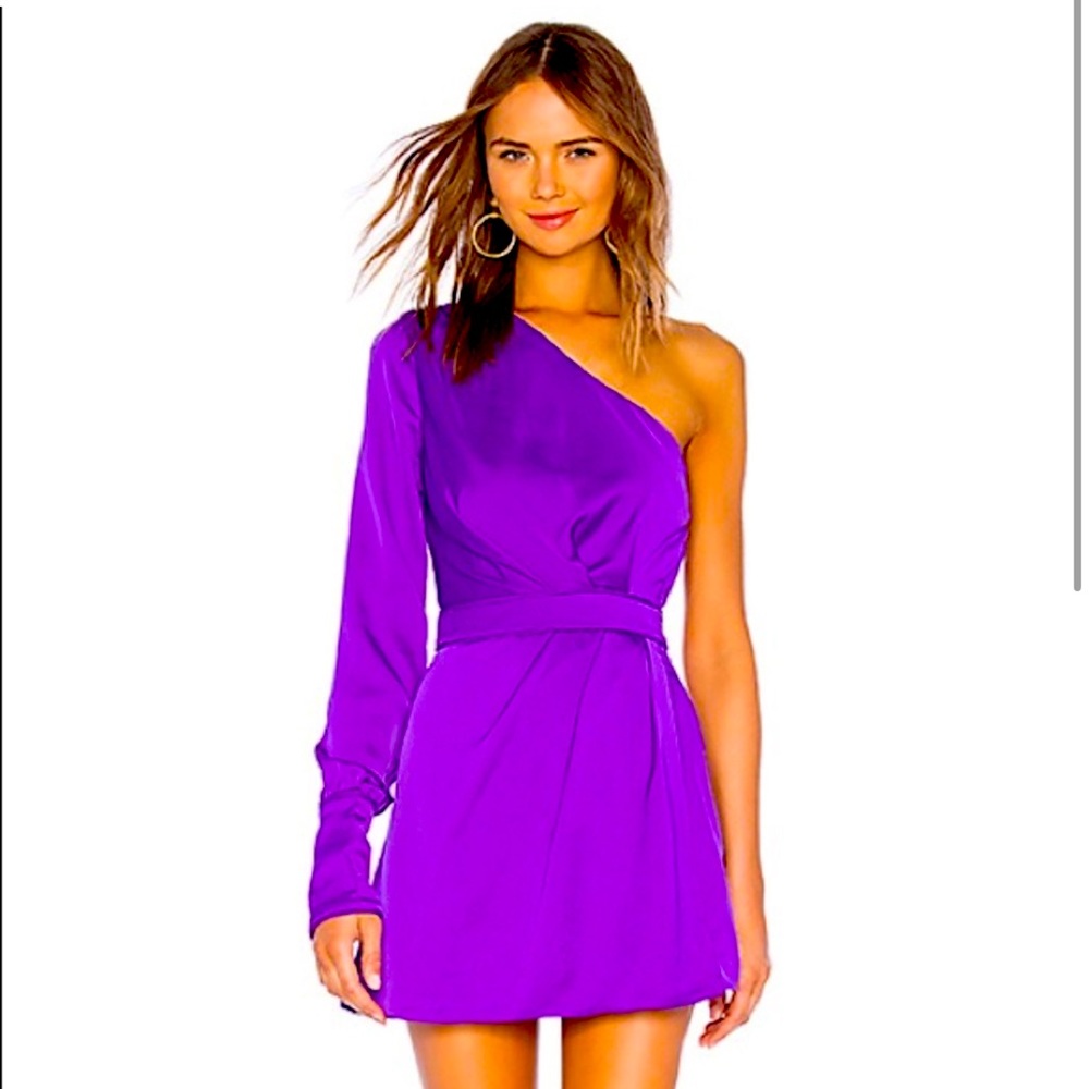 NWT NBD Elijah Purple One Shoulder Mini Dress